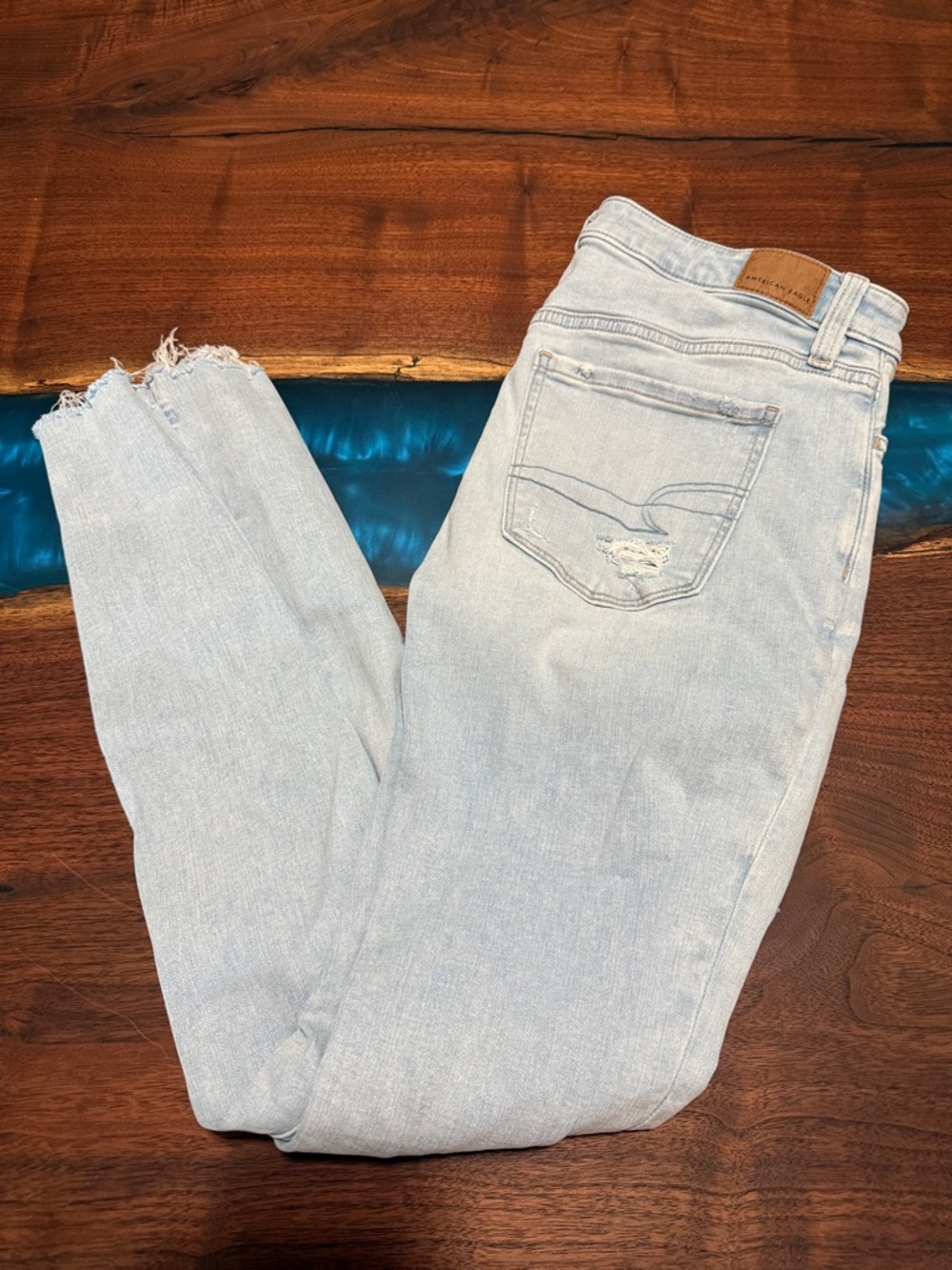 American Eagle Outfitters Pale Blue High-Rise Skinny Jeans